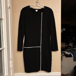 Venus Black Dress with White Accents